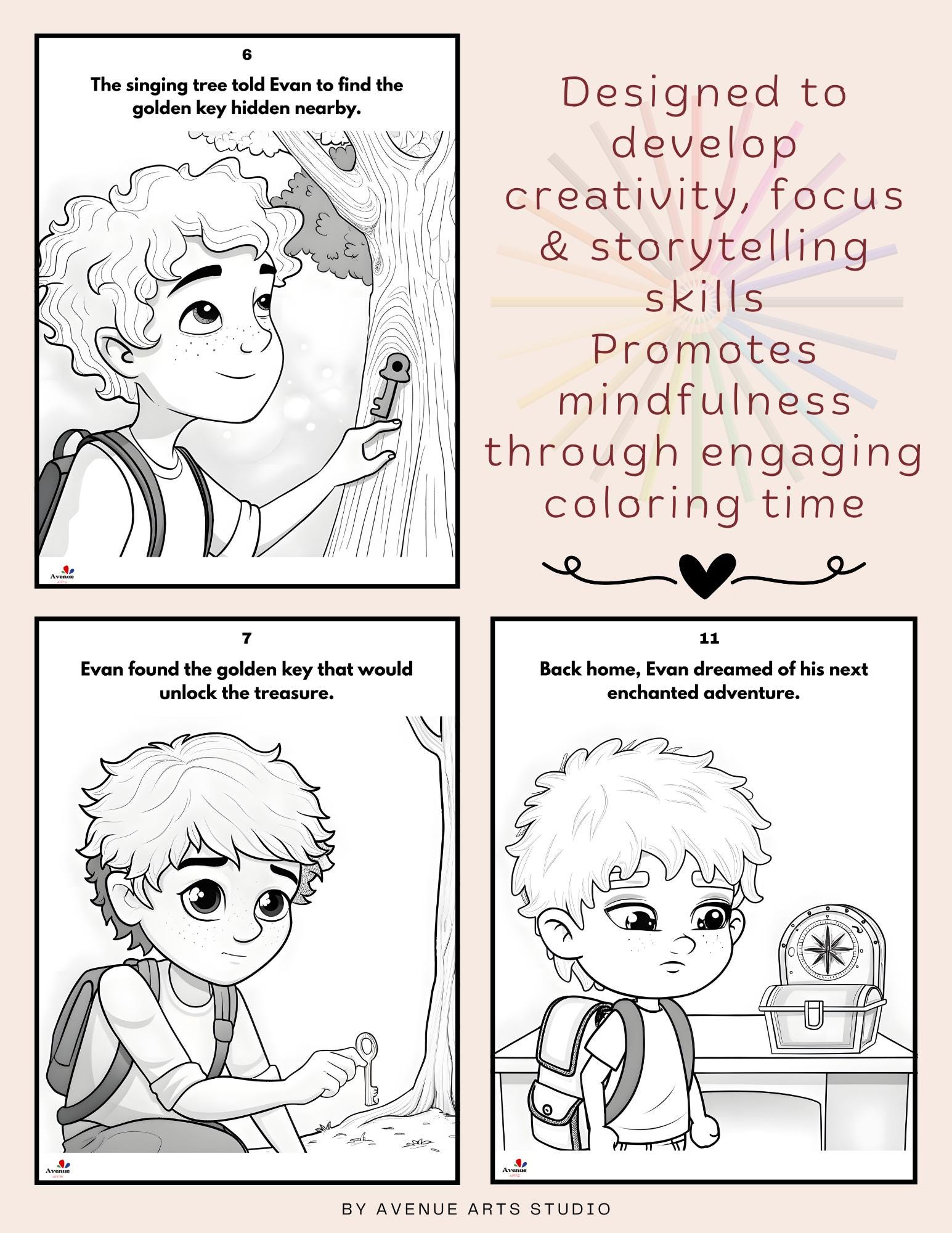 Printable Coloring Storybook (PDF) Coloring Pages for Kids | Evan and ...