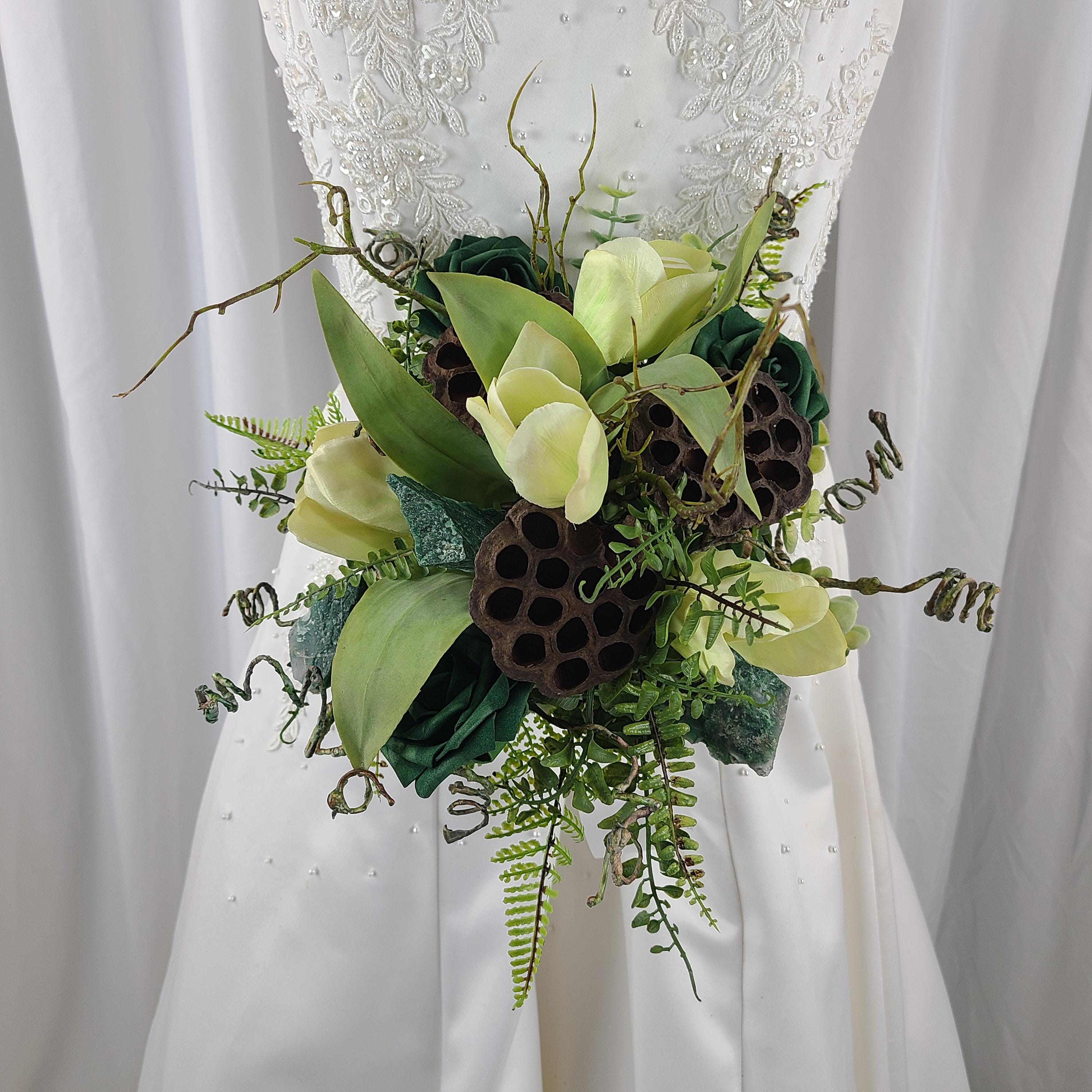 Woodland Jade Crystal Wedding Bouquet