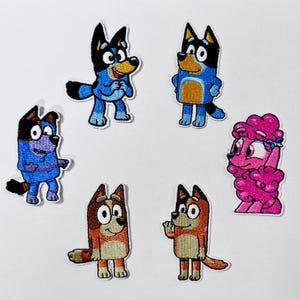 Bluey Australian Shepherd Iconic Iron On Embroidery Patch,Inspired to Bluey Bingo