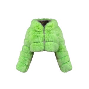 Giacca in pelliccia di volpe di lusso in edizione limitata - Furry by Moena Moxham - Verde fluo/Lime