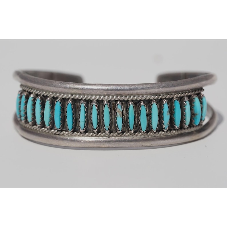 Valentino & Matilda Banteah - Zuni Native Sterling Silver Needle Point Bracelet image 5