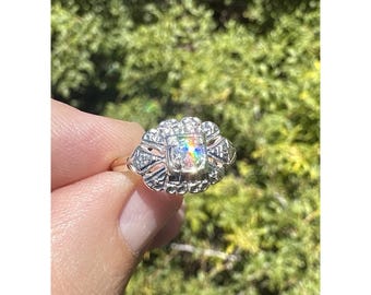 Antique 14k Solid Yellow White Gold Engraving High Quality Natural Diamond Ring
