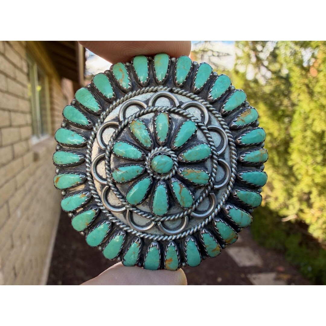 navajo Zeita Begay ビッグクラスターネックレストップ Larry Moses Begay Navajo Sterling Silver Blue Green Cluster