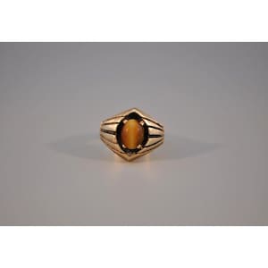 Vintage Men&#39;s 10k Solid Gold Tigers Eye Ring