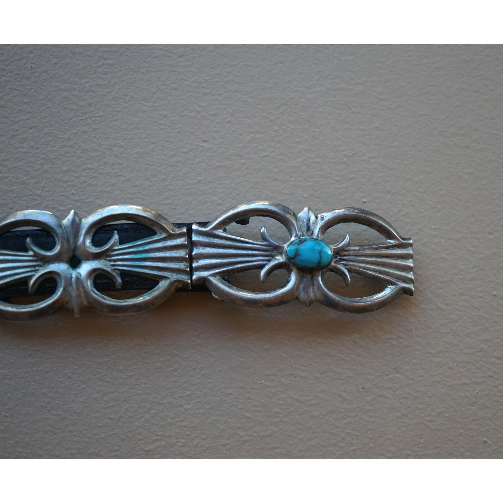 Vintage Navajo Sterling Silver Sand Cast Turquoise Concho Belt 450g Heavy 1950\'s Concho Belt - Vintage Sandcast Silver & Turquoise, CJROKCB20-01 main image 3