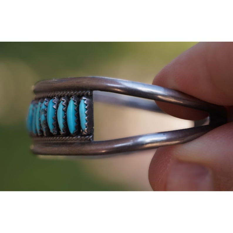 Valentino & Matilda Banteah - Zuni Native Sterling Silver Needle Point Bracelet image 4