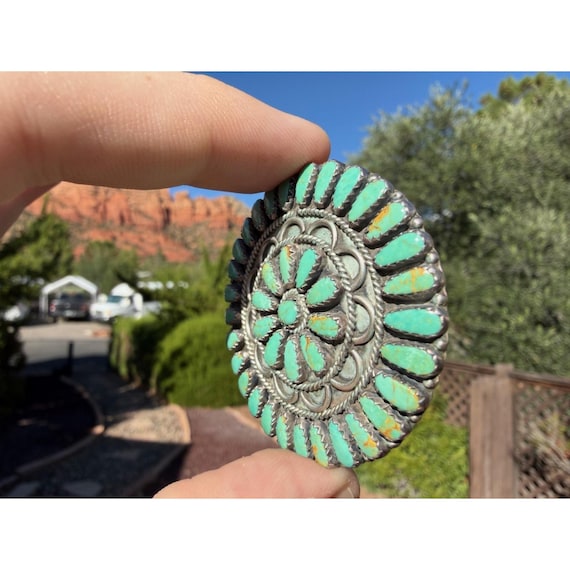Larry Moses Begay Navajo Sterling Silver Blue Green Cluster