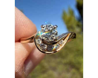 Vintage 14k Solid Yellow Gold Natural Diamond Ring - Channel Set Size 4.75 2.33g