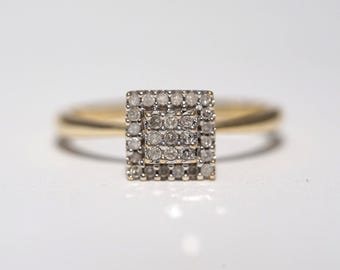 Vintage 10k Solid Yellow Gold Natural Round Diamond Ring Square Size 6.75 1.56g