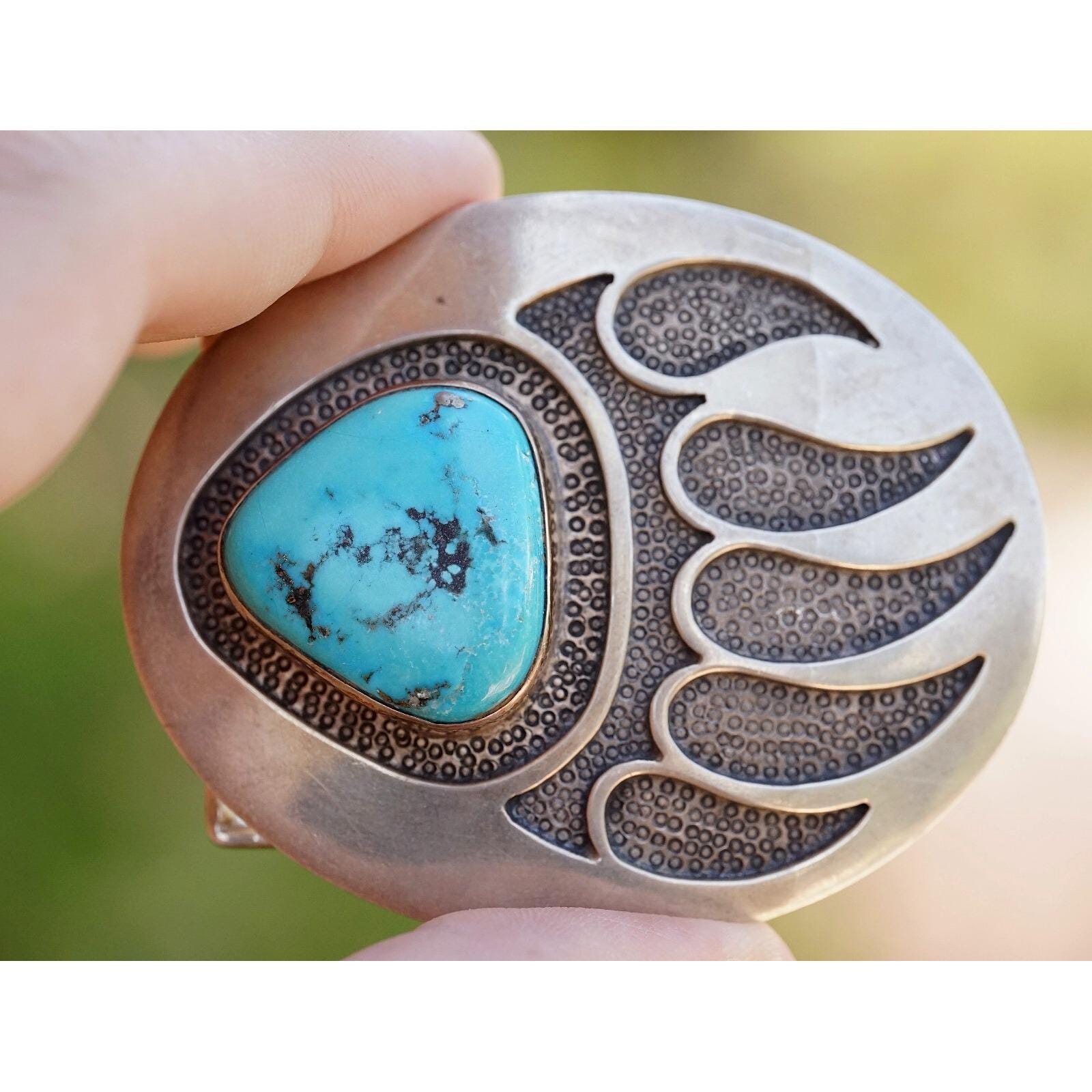 Dan Oliver - Navajo Bear Claw Overlay Sterling Silver  display picture 3