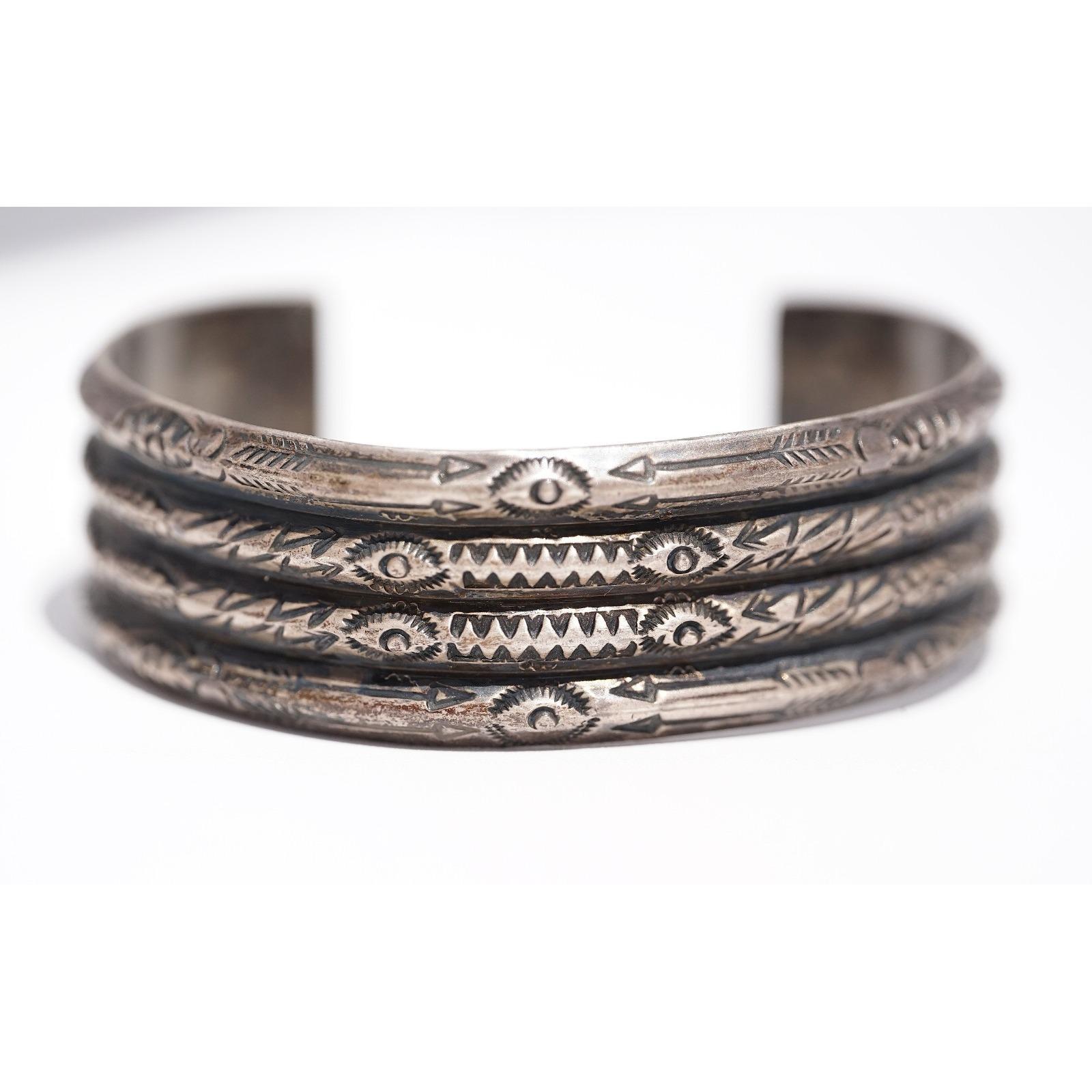 Antique Old Pawn Navajo Native Indian Sterling Silver Cuff Bracelet ...