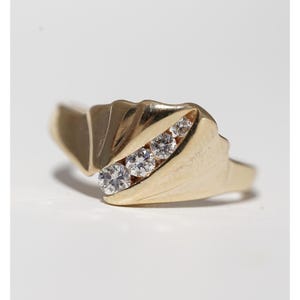 Vintage 14k Solid Yellow Gold Natural High Quality Diamond Ring - Channel Row