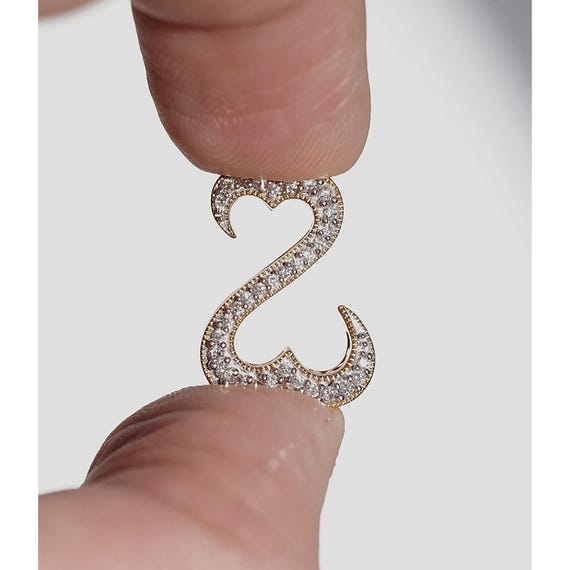 14k Solid Gold Two Interlocking Hearts Natural Hi… - image 9