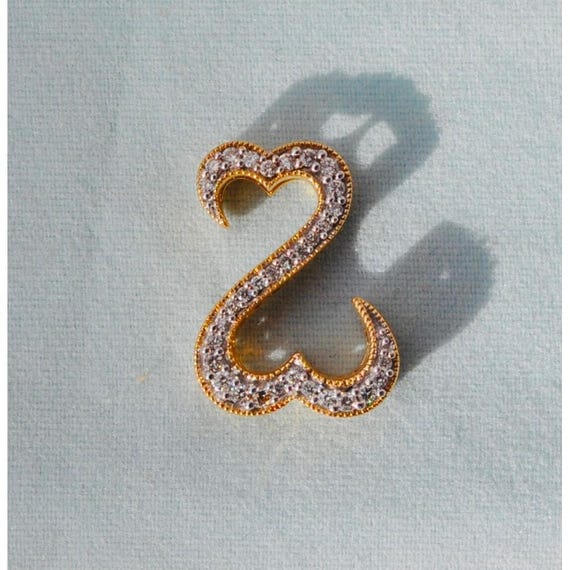 14k Solid Gold Two Interlocking Hearts Natural Hi… - image 4