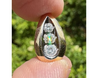 Vintage 14k Solid Yellow Gold Natural High Quality Round Diamond Pendant