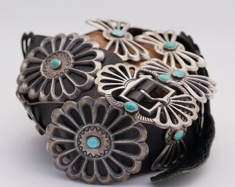 Vintage Louise Morgan Navajo Sterling Silver Sand Cast  display picture 2