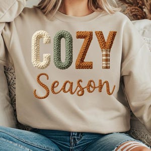 Cozy Season Knitted Letter Design | Chunky Yarn Text PNG