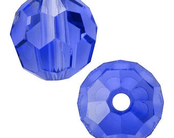 Swarovski 5000 6mm Faceted Round Sapphire  Round Swarovski Crystal Bead - Quantity 10