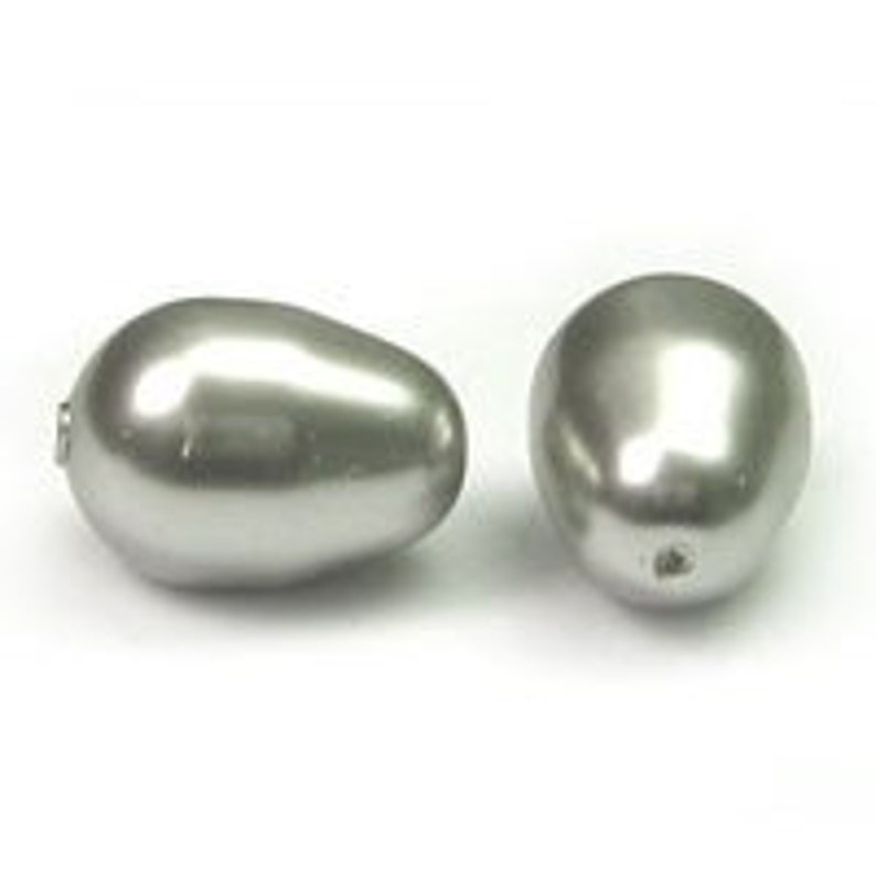 11 mm Swarovski Pear Drop pearl Light Grey Quantity 4 image 1