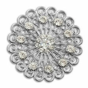 Swarovski 62010 38mm Rhodium - plated Filigree Round Crystal - Quantity 2