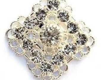 Swarovski filigree Square 18 mm Silver Plated, Crystal - Quantity 2