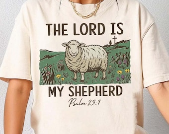 Der Herr ist mein Hirte Shirt, Psalm 23 1 Christliches Shirt, süßes Lamm Bibel Vers T-Shirt, Schrift Shirt für Frauen, ästhetisches Glaubens Geschenk