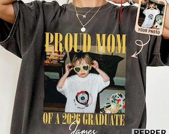 Benutzerdefinierte Foto stolze Mutter eines 2026 Graduate Shirt, personalisierte Senior 2026 Familien-Matching, Familien-Abschluss, Klasse von 2026 Senior Mom Geschenk