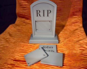 Tombstone with Replaceable Name Plate STL File