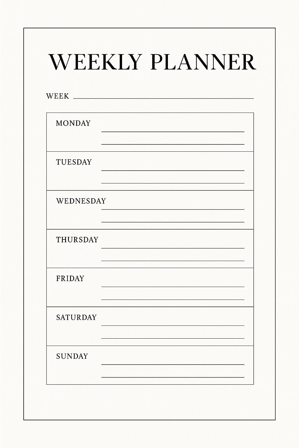 Weekly Planner Printable – Minimalist Weekly Schedule PDF Template | A4 ...