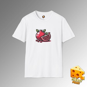 Pomegranate T-Shirt | Cute Fruit Tee | Minimalist Cartoon Shirt | Unisex Softstyle Gift | Fruit Lover's Tee | Summer Vibes |Cheasy Peasy