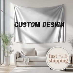 Custom Photo Tapestry, Personalized Wall Tapestry with Picture or Text, Room Decor Backdrop, Wall Art Hanging, Unique Family Gift