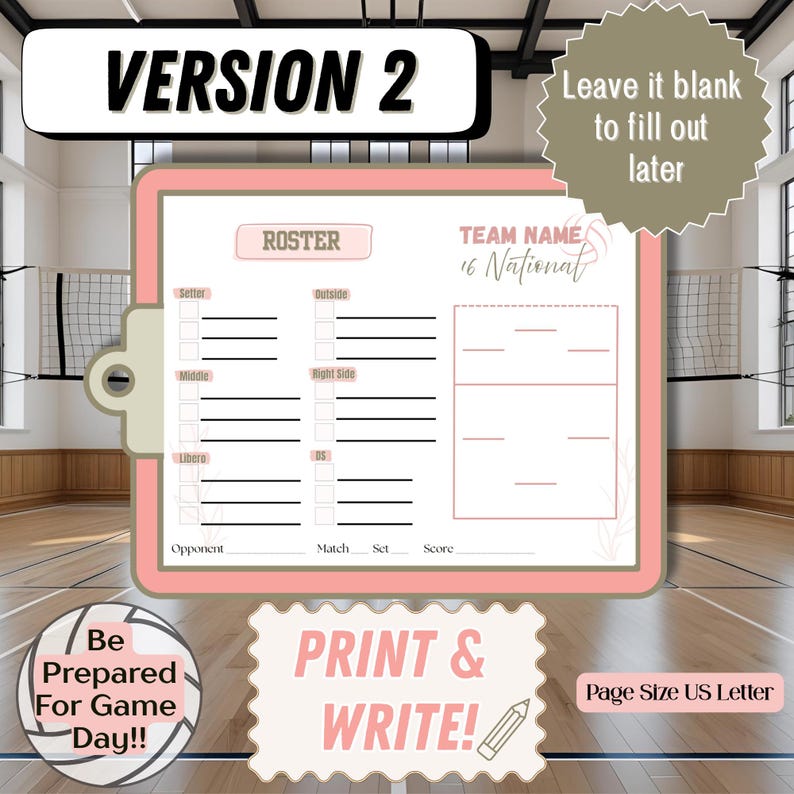 Varsity Volleyball Roster Sheet.pdf Fillable, Editable & Printable Volleyball Roster and Lineup, Game Day ...
