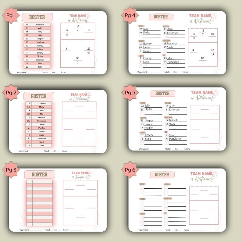Volleyball Number Roster Fillable, Editable & Printable Volleyball Roster and Lineup, Game Day ...
