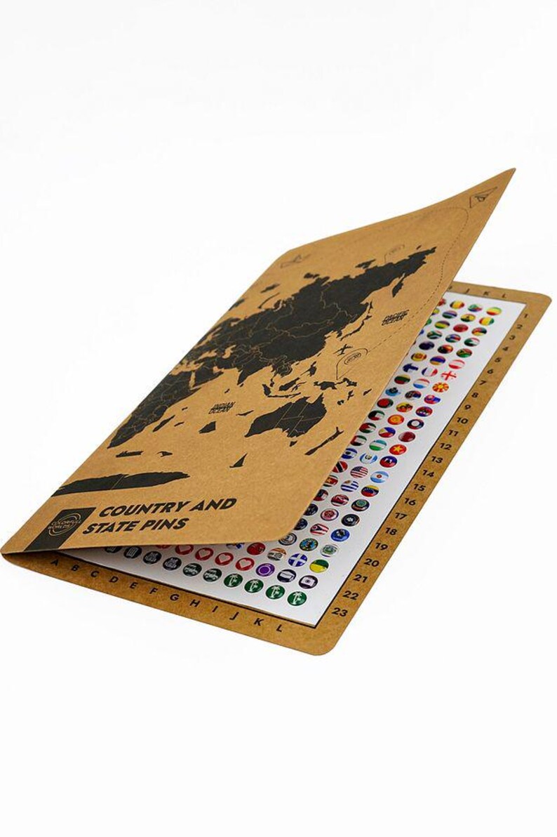 World Map Flag Pins Set - Travel Tracker Push Pins for Wooden Maps ...