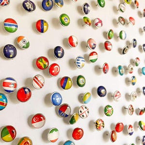 Country Flag Push Pins: Travel Map Markers - 287 Piece Set