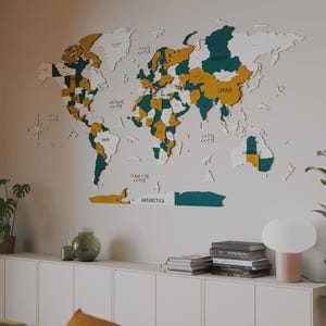 Mapa del mundo de madera 3D, mapa del mundo, arte mural, mapa del mundo de madera, decoración de pared para el hogar y la oficina, regalo de aniversario, mapa de viaje 3D con chinchetas