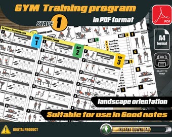 Gym Workout Planner, 8-Wochen-Plan (A4 PDF)