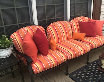 CUSTOM Outdoor Patio Furniture Replacement Cushion Covers with Optional Piping and Zipper