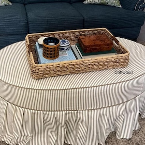 Housse de pouf avec jupe plissée, disponible en tissus à rayures ou à motifs côtiers sélectionnés image 3