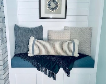 Bench Cushion Cover with Zipper -Indoor/outdoor- Custom Order kitchen Bench - Window Seat - Reading Nook Cover