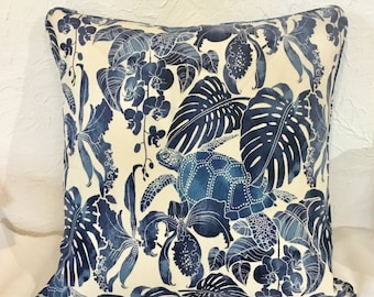 Tortuga Tommy Bahama Pillow Cover: Navy, Cream Throw Pillow