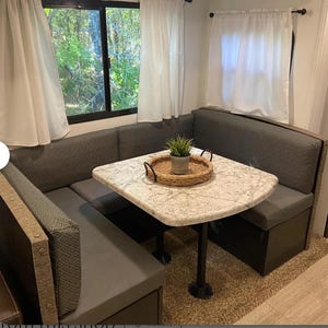 U shaped RV dinette cushion covers with zippers and selected fabric