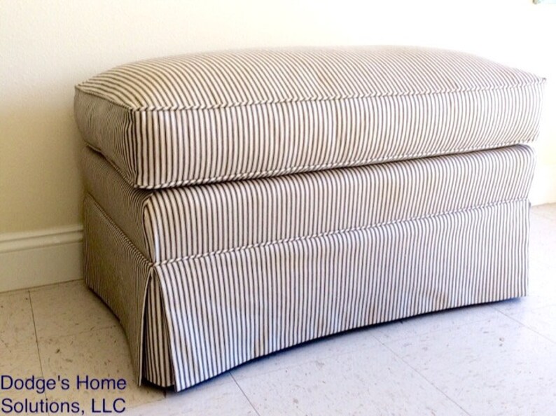 Ottoman Slipcover in Natural Duck Cloth With Pleated Skirt Etsy