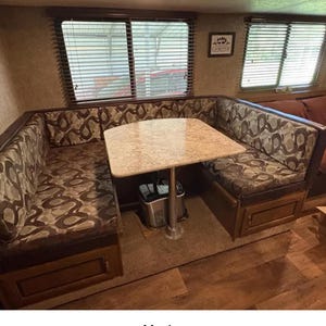 U shaped RV dinette cushion covers with zippers and selected fabric