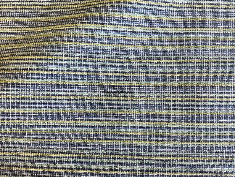 May include: A woven fabric featuring a horizontal striped pattern in shades of navy blue, light blue, and lime green. The texture appears slightly coarse with a visible grid-like weave. The text Navycitrus is printed in the center of the image.