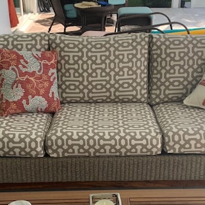CUSTOM Outdoor Patio Furniture Replacement Cushion Covers with Optional Piping and Zipper