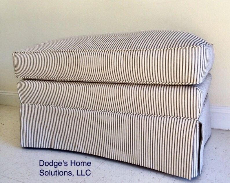 Ottoman Slipcover in Natural Duck Cloth With Pleated Skirt Etsy