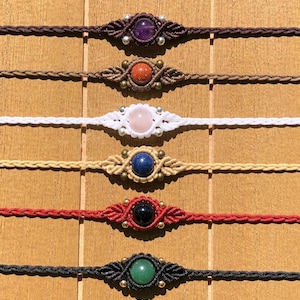 Bohemian - Handmade Healing Crystal Macrame Chokers, choker necklaces, boho, hippie, customizable jewelry