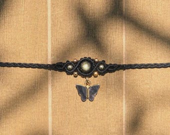 Flutter – Healing macramé-choker voor vlinders en motten – Boho Fairy Jewelry