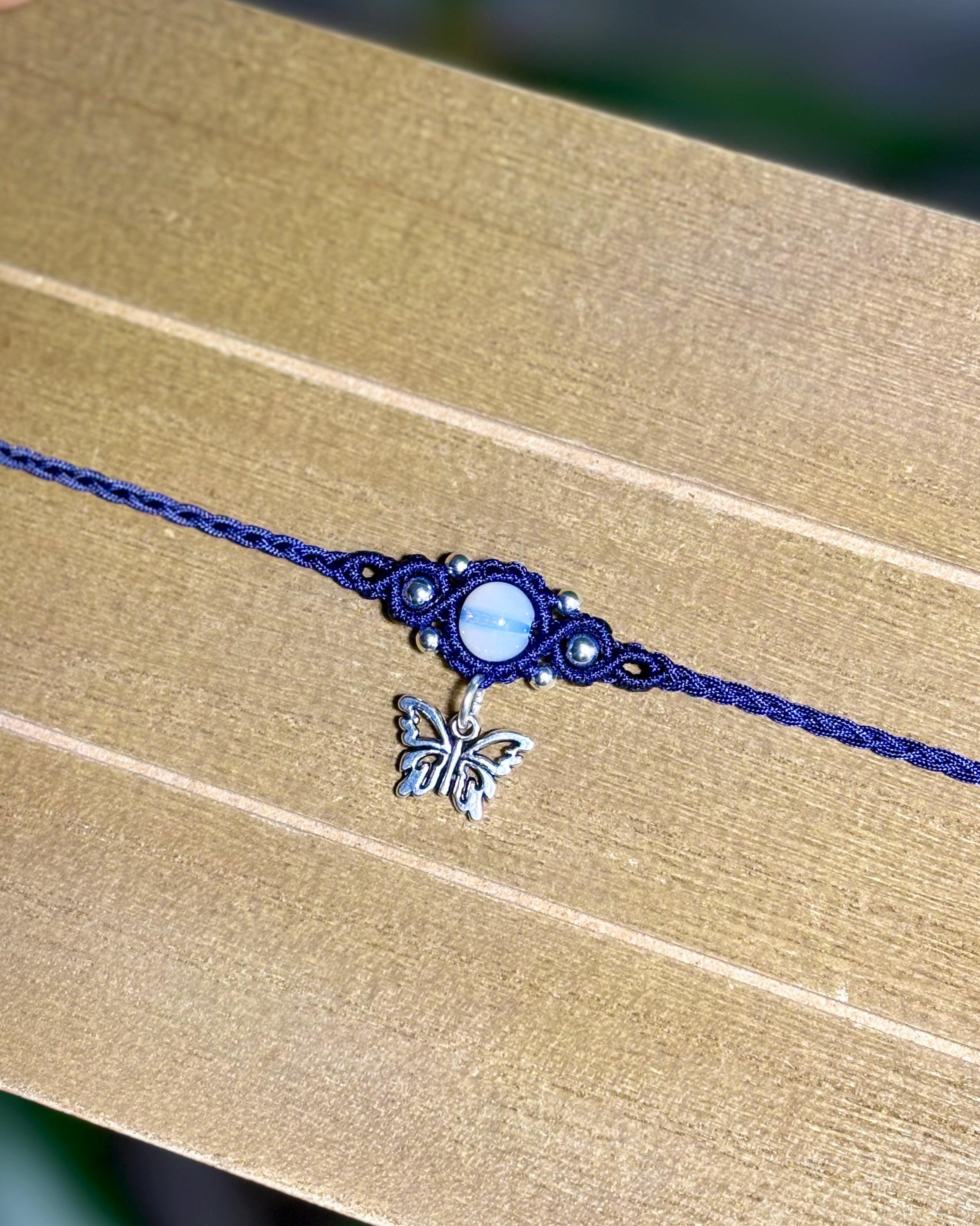Flutter - Butterfly & Moth Healing Crystal Macrame Choker - Boho Fairy Jewelry
